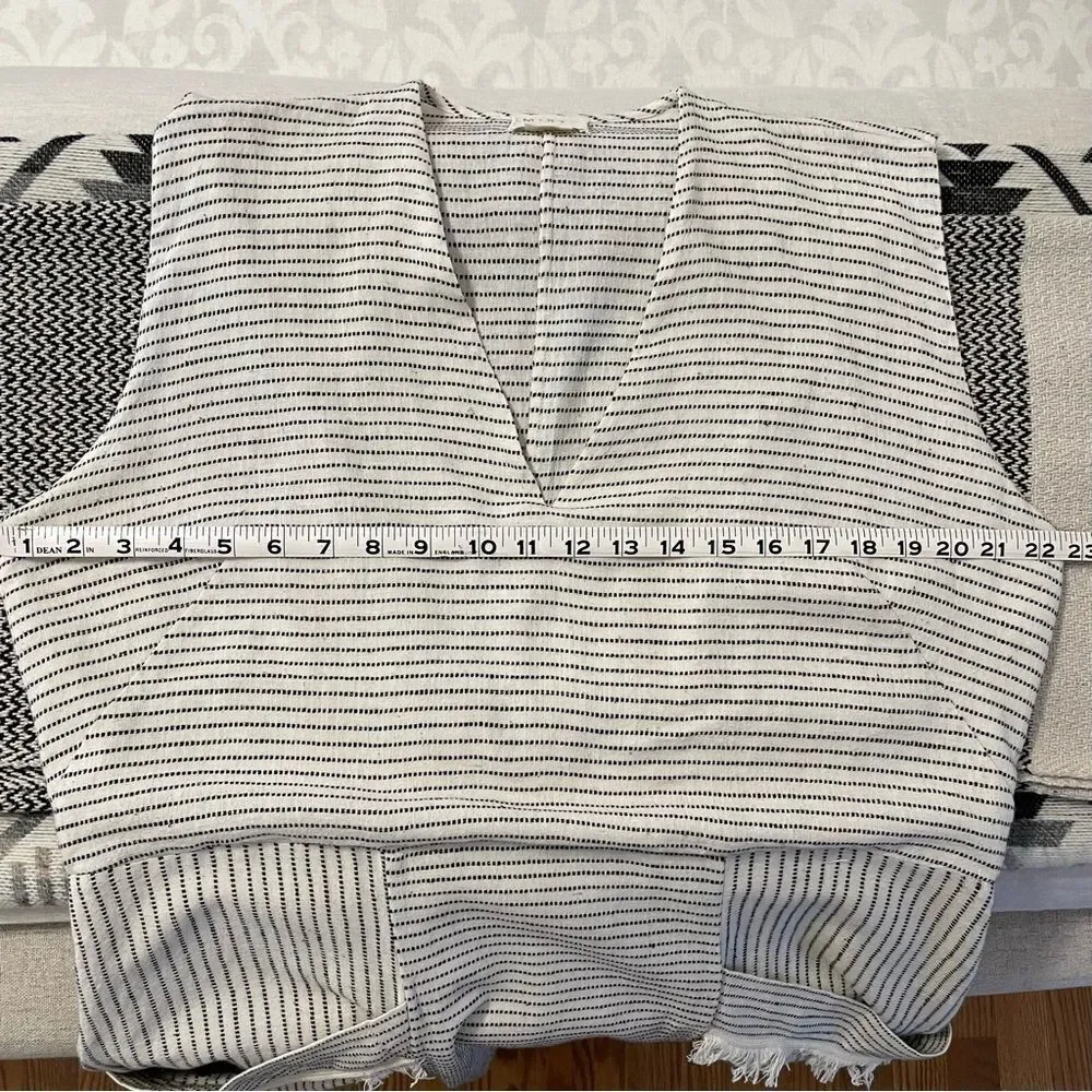 Mirth Biarritz 100% Cotton Ivory/Black Striped Dress Sz-L